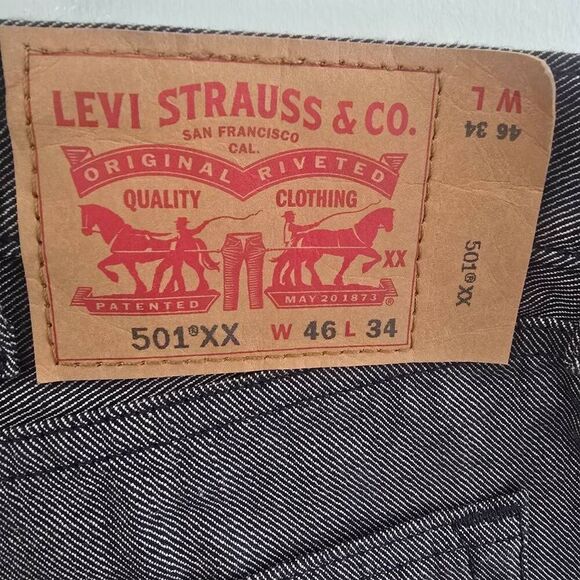 Levi Strauss Jeans 501 XX, Raw Denim w/ Lt. Brn. Overwash, NWOT, 46/34 - Picture 11 of 11